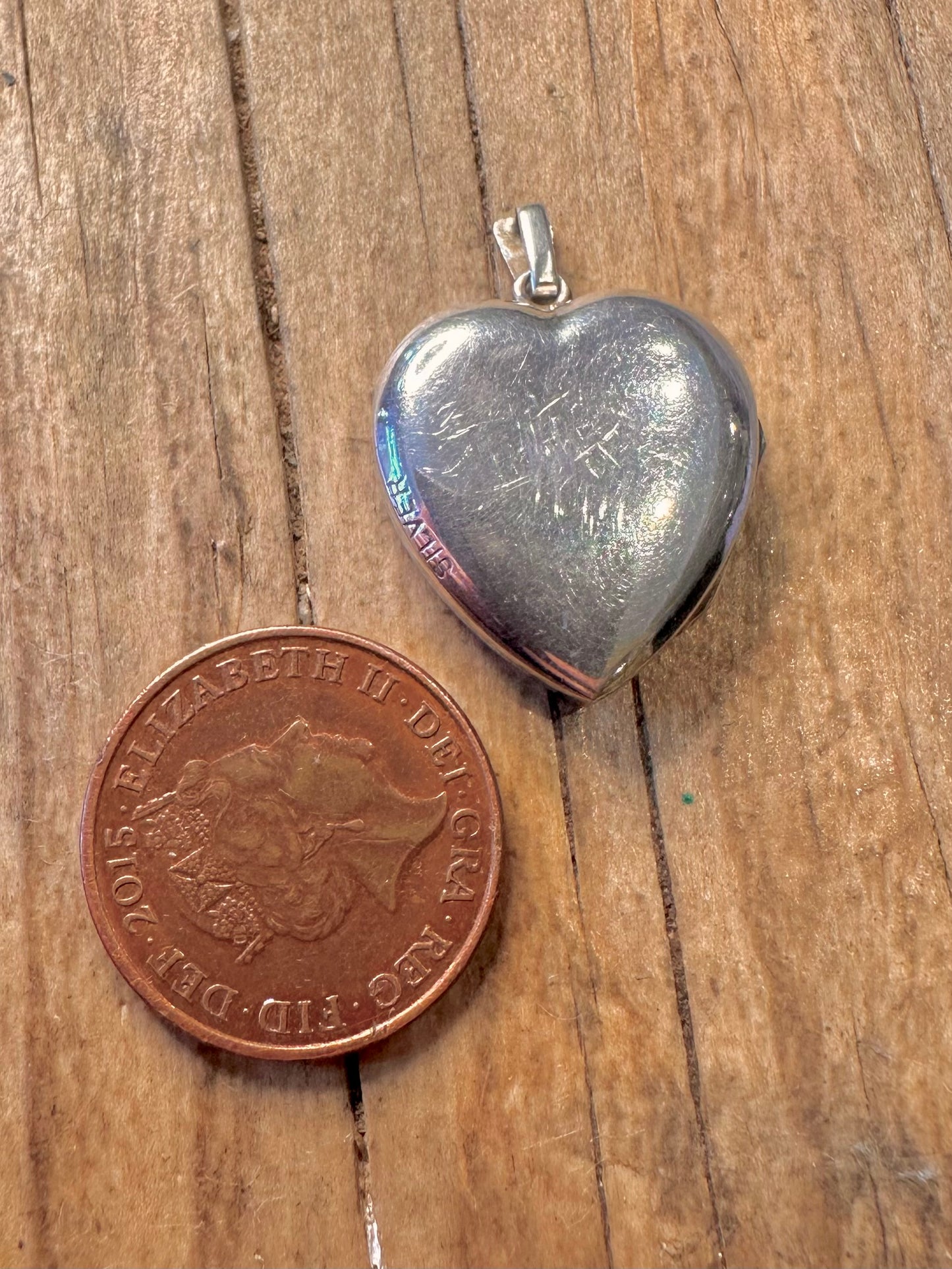 Vintage Engraved Heart Locket 925 Sterling Silver Pendant