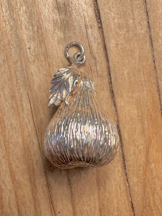 Vintage 1978 Textured Pear 925 Sterling Silver Pendant