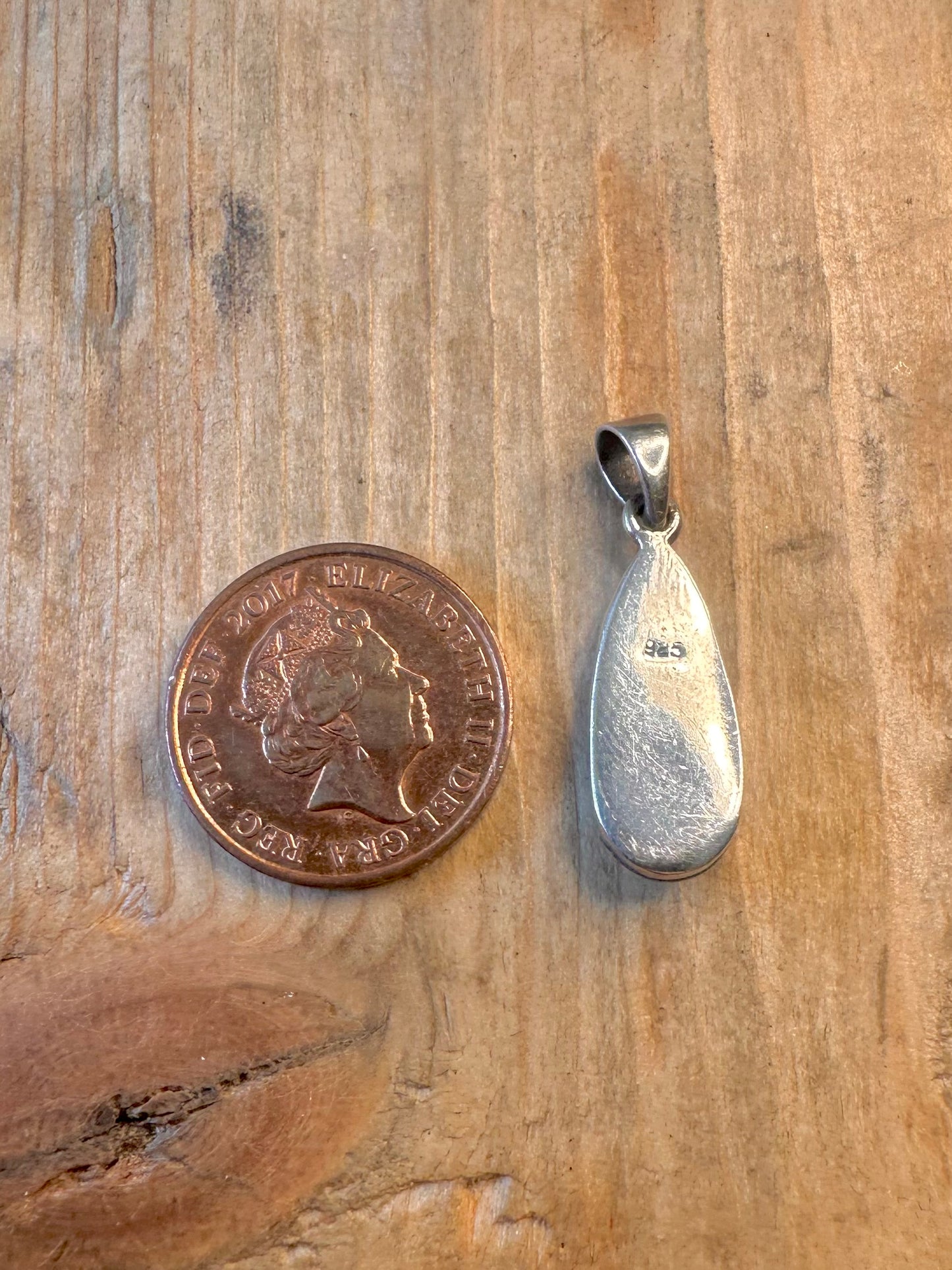 Blue Mother of Pearl Teardrop 925 Sterling Silver Pendant