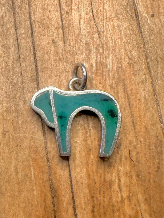 Vintage Chai Blue Inlay 925 Sterling Silver Pendant