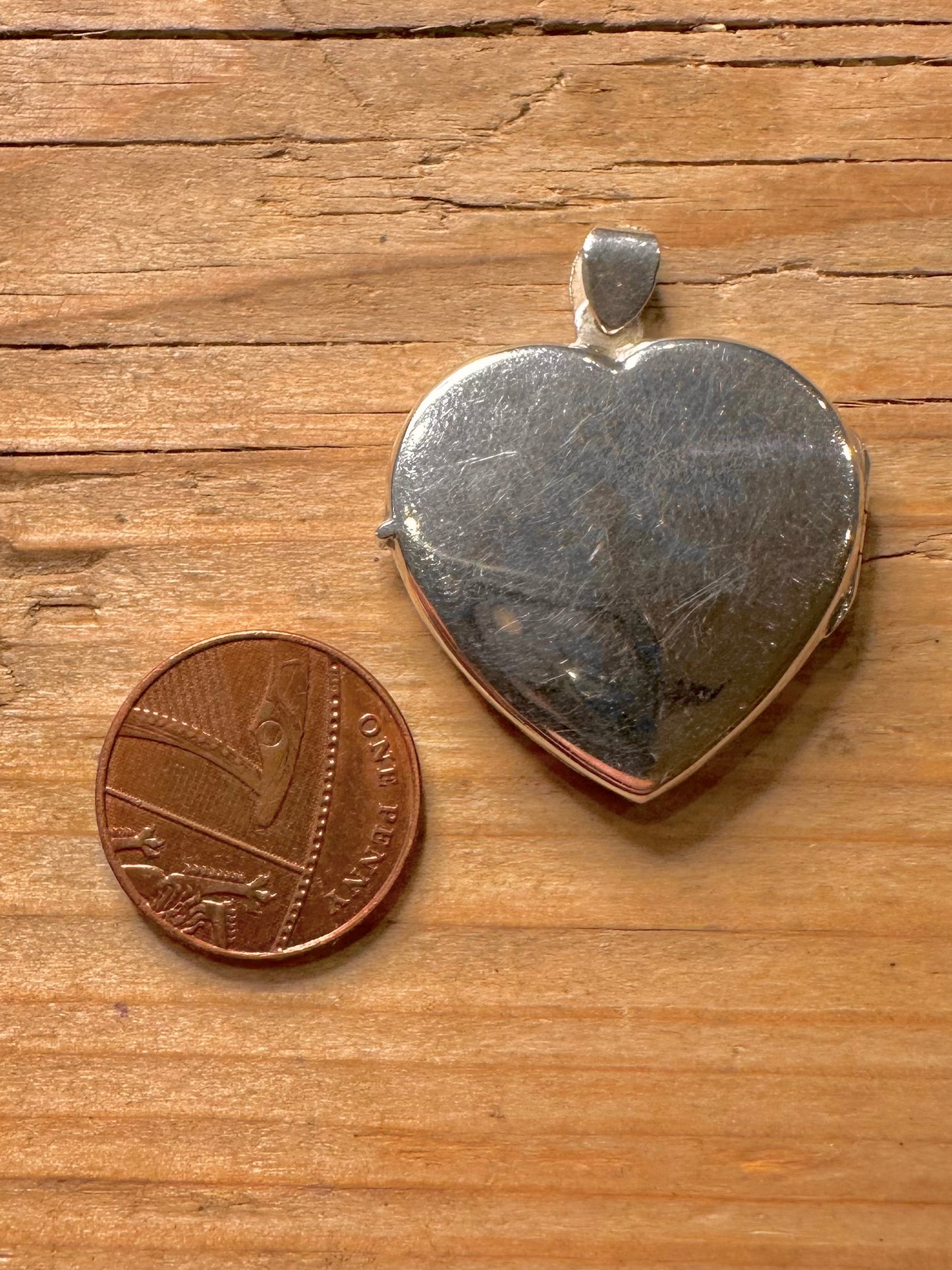 Vintage Plain Large Heart 925 Sterling Silver Pendant