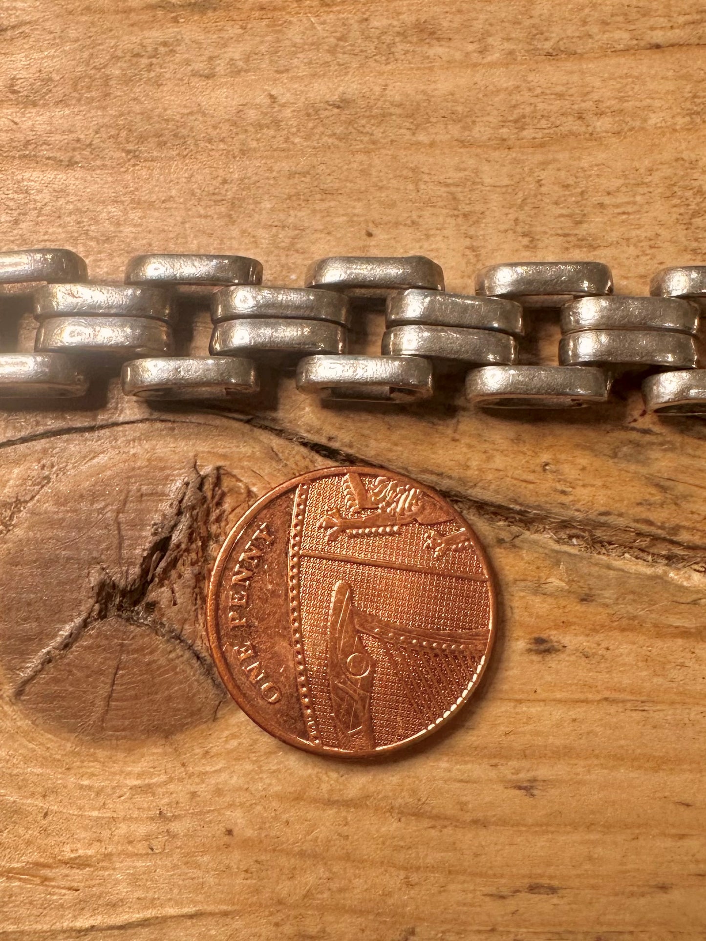 Vintage Brick Gate Link Box Clasp 925 Silver 8 inch Bracelet
