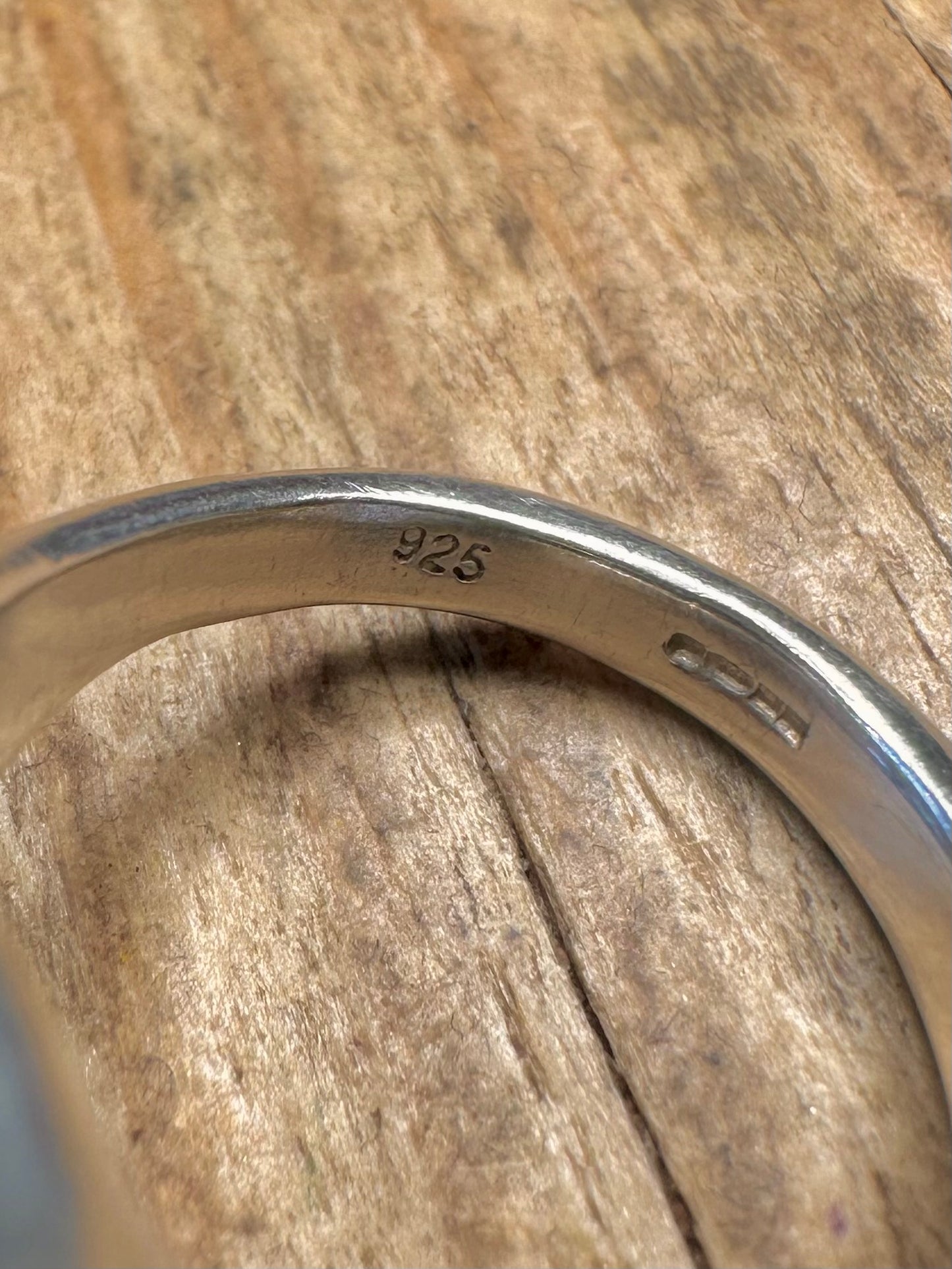 Abstrakter türkisfarbener Ring aus 925er Sterlingsilber, Größe N