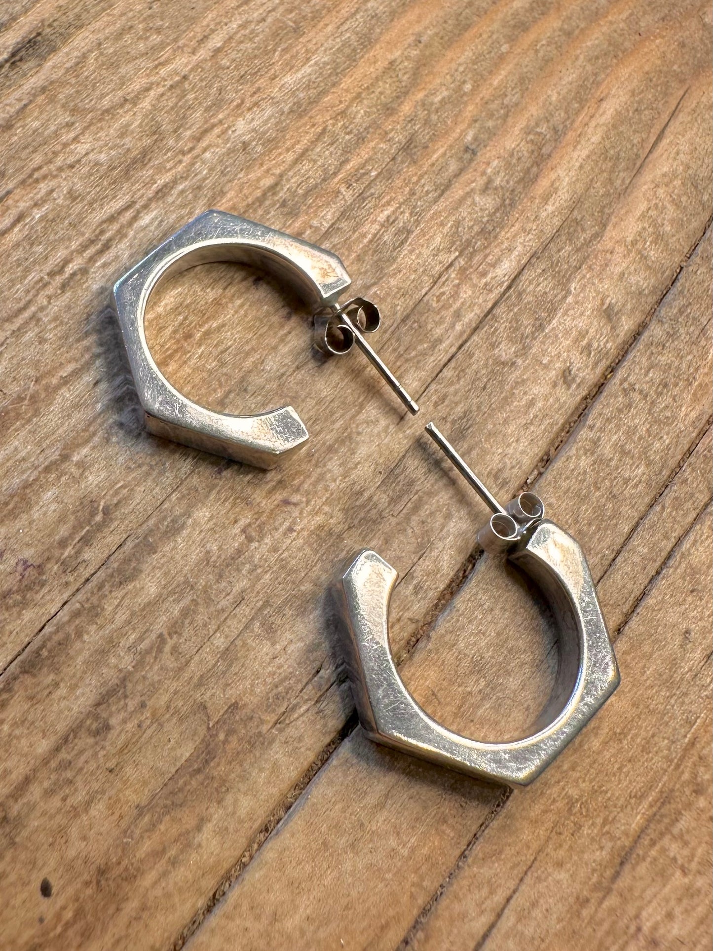 Geometric Hoops 925 Sterling Silver Earrings