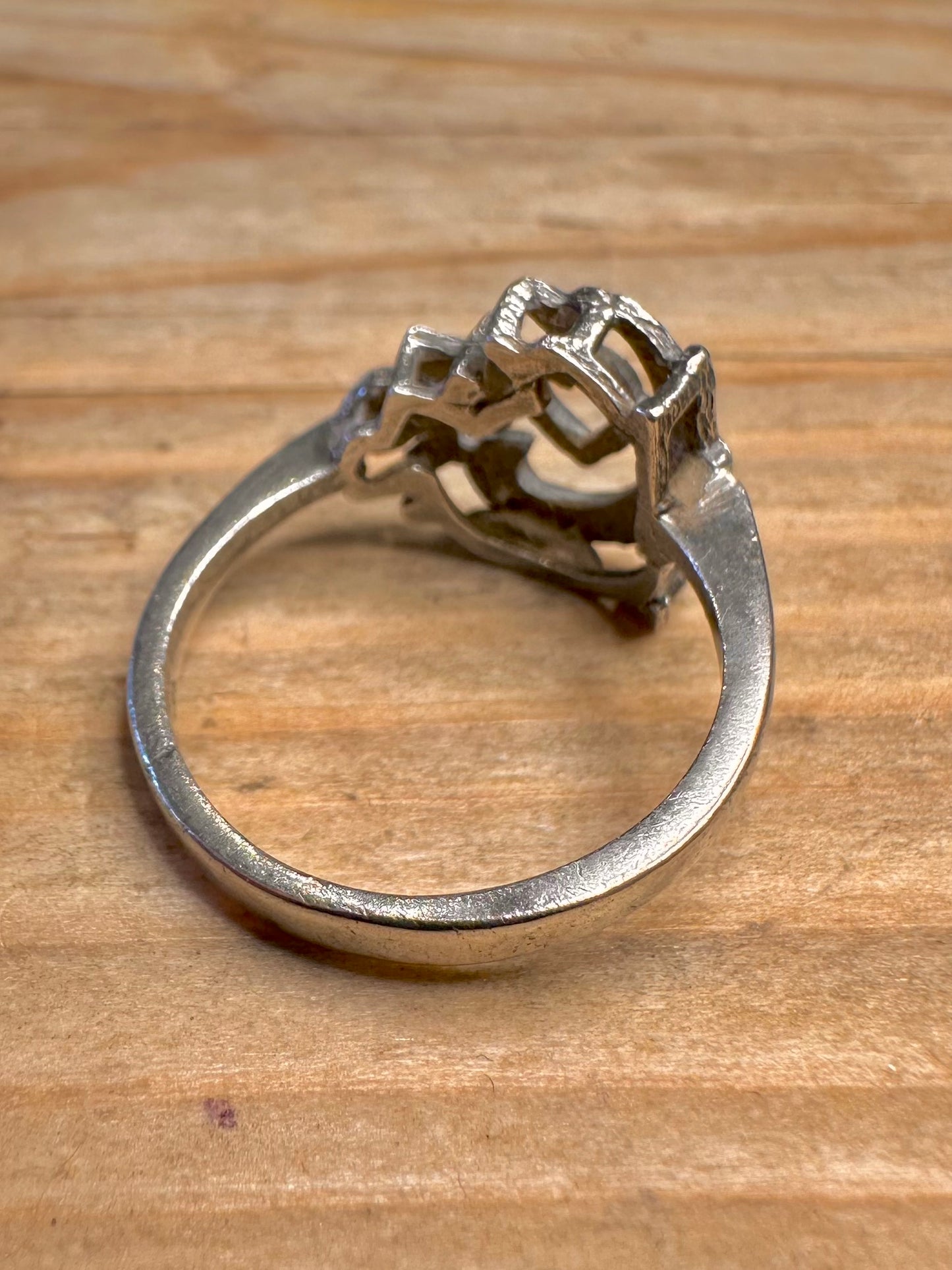 Vintage Artistic Love 925 Sterling Silver Size O1/2 Ring