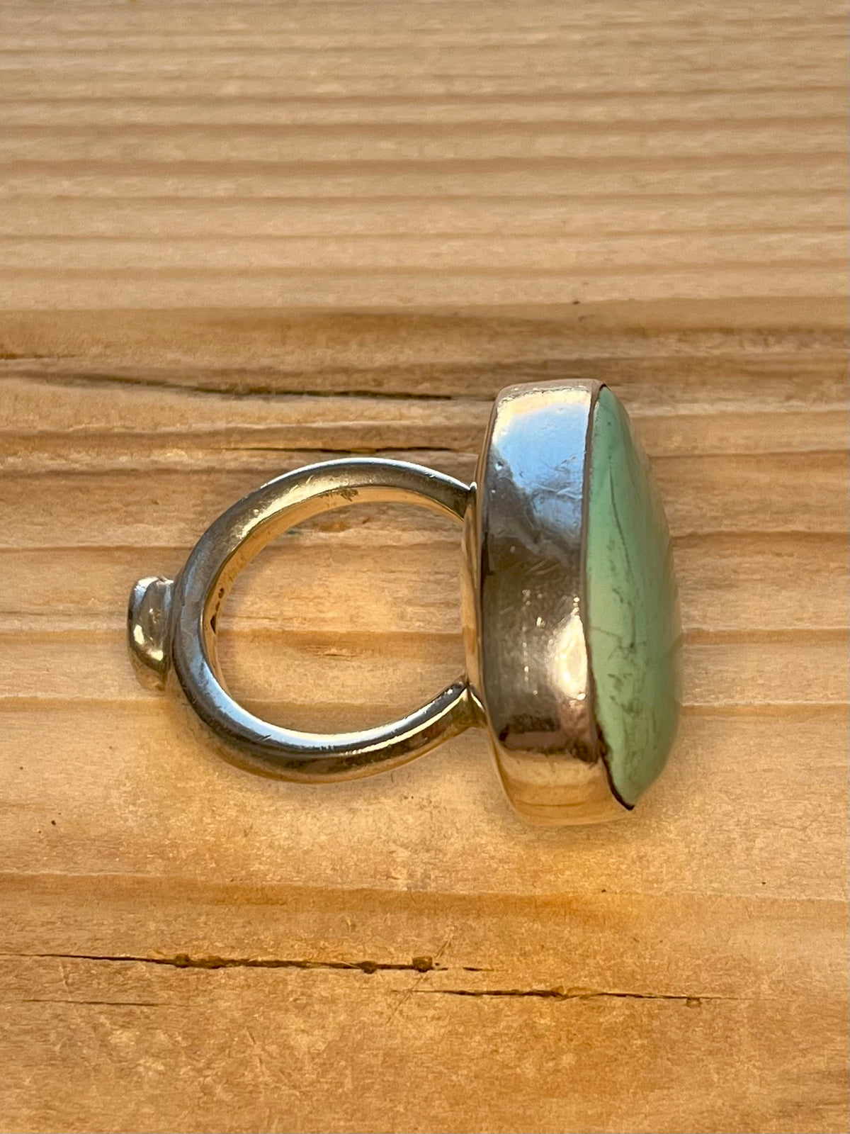 Large Oval Turquoise 925 Sterling Silver Size S Ring