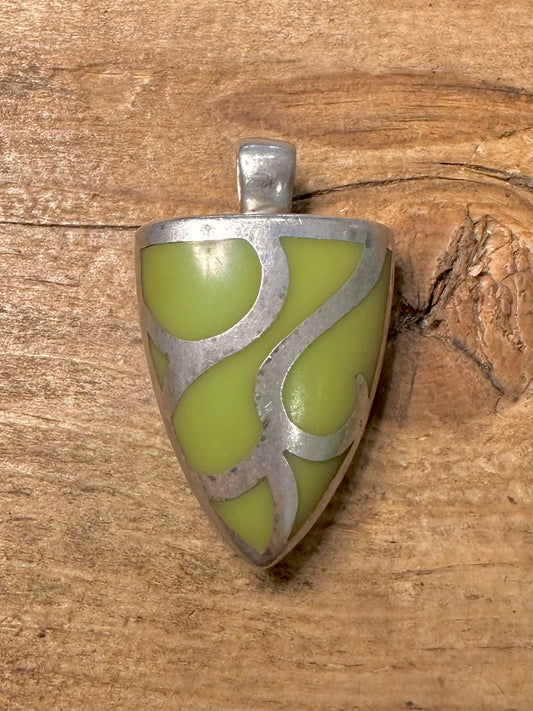 Abstract Green Triangle 925 Silver Pendant