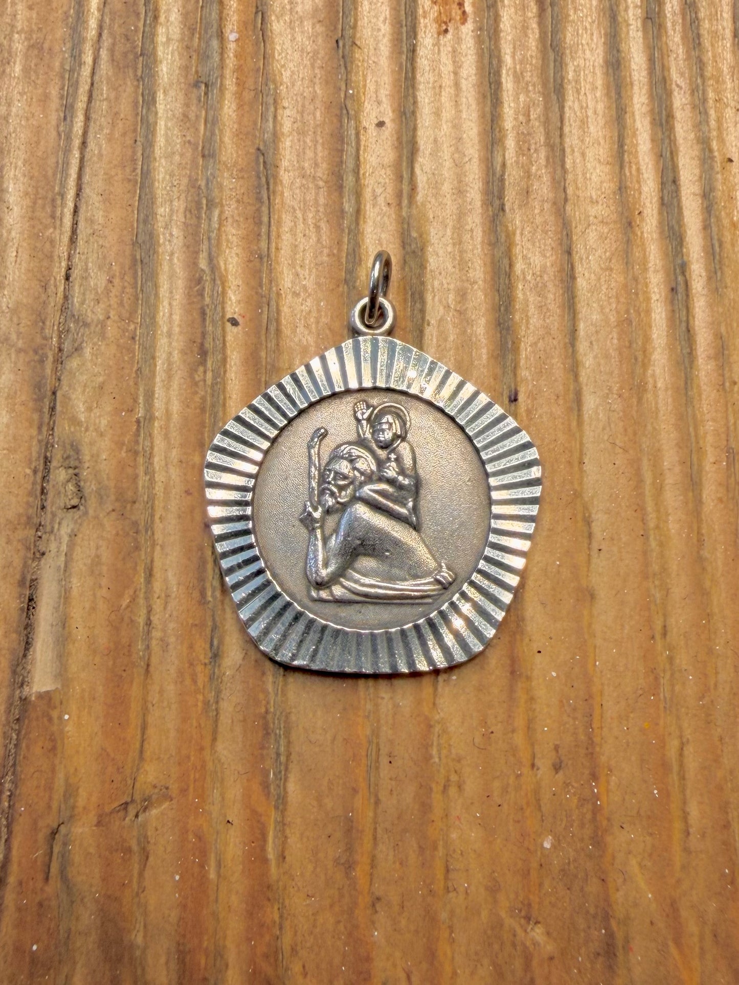 St Christopher Textured 925 Sterling Silver Pendant