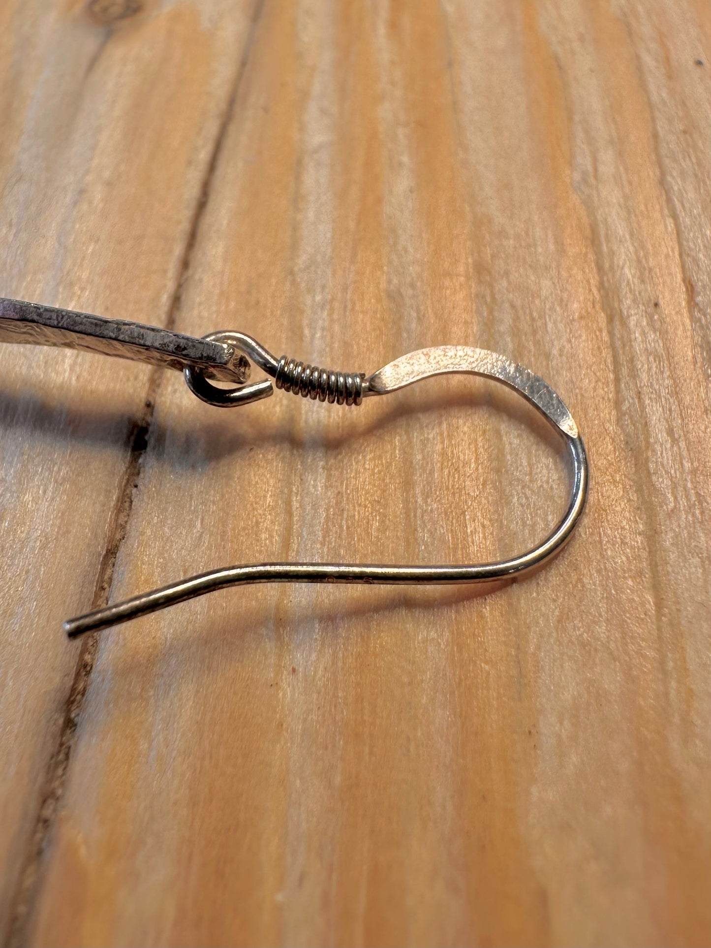 Abstract Hammered Long Twist 925 Silver Earrings