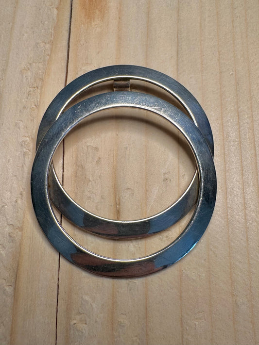 Modernist Double Circle 925 Sterling Silver Pendant