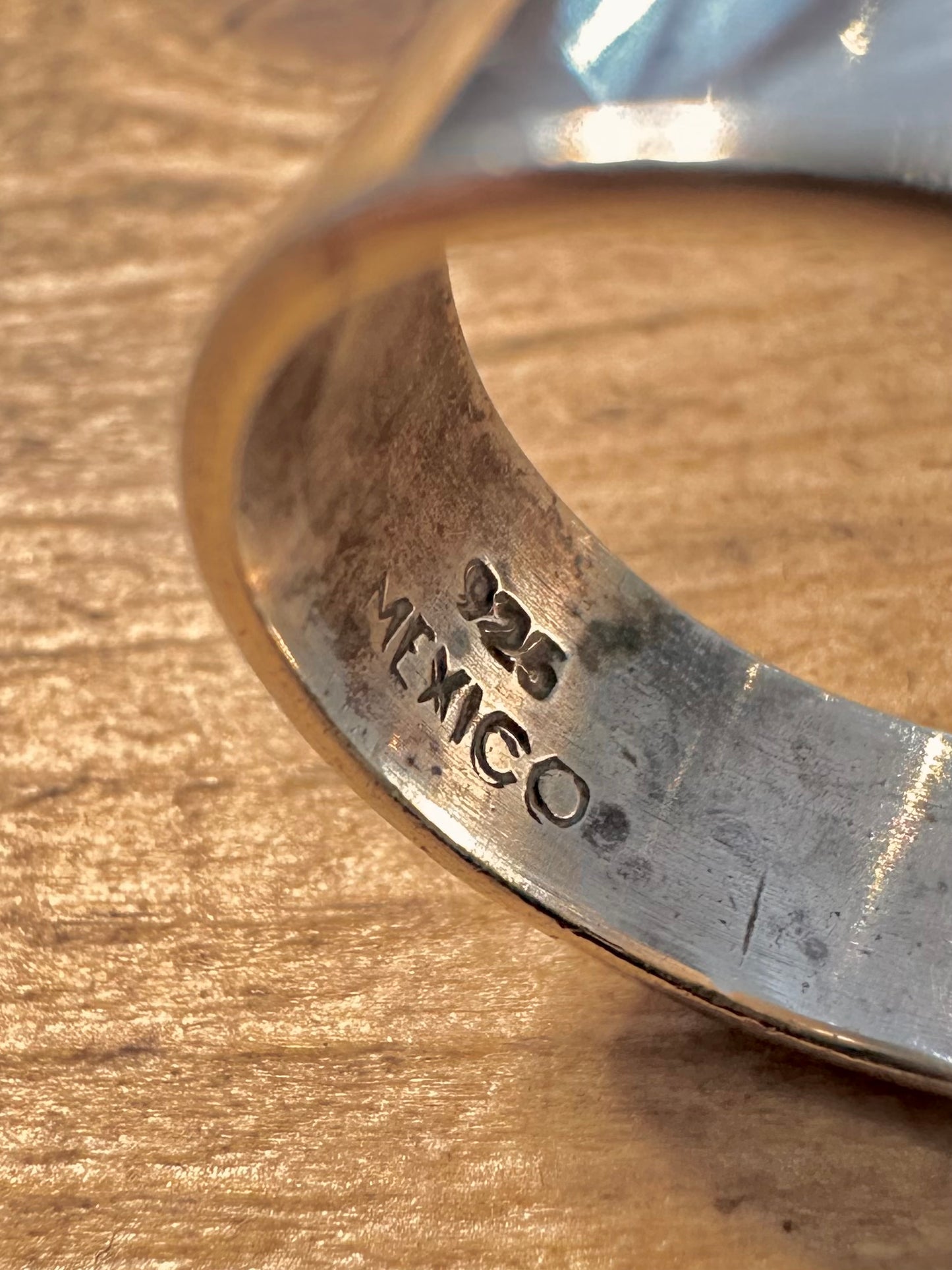 Abstract Bar Chunky Mexico 925 Silver Size M1/2 Ring
