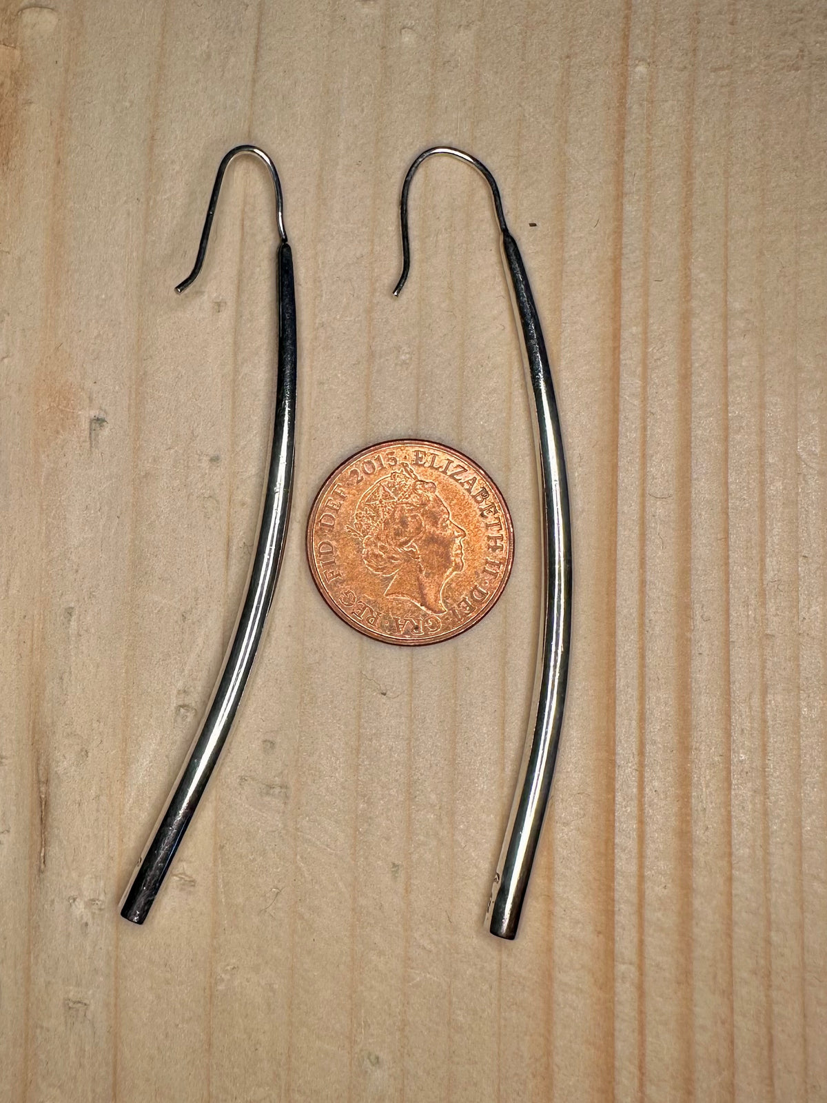 Curved Silver Bar Drop 925 Sterling Silver Earrings