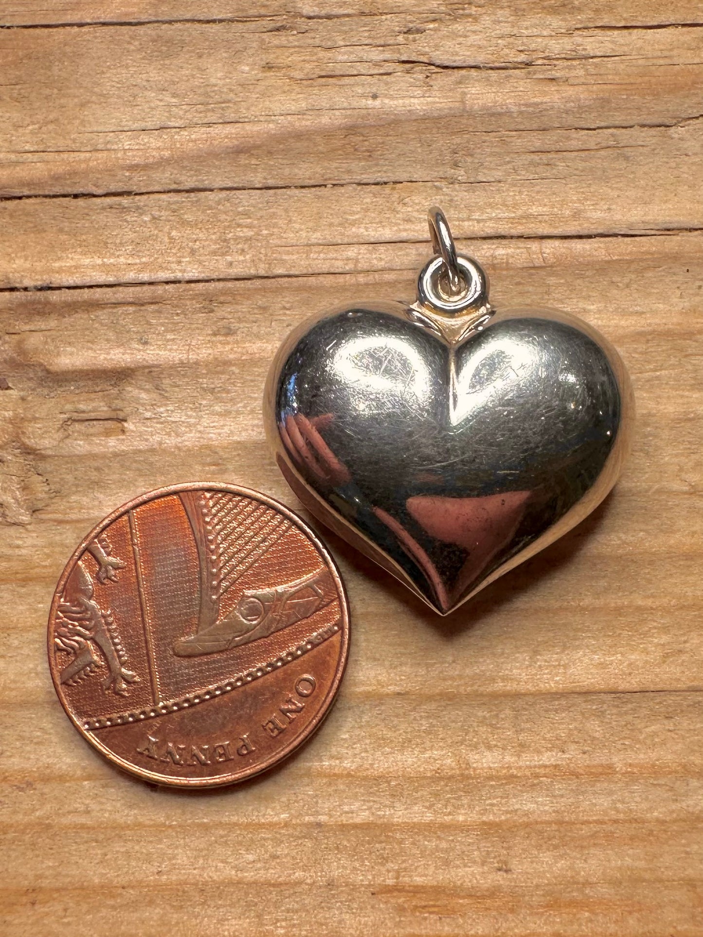 Vintage Puff Heart 925 Sterling Silver Pendant