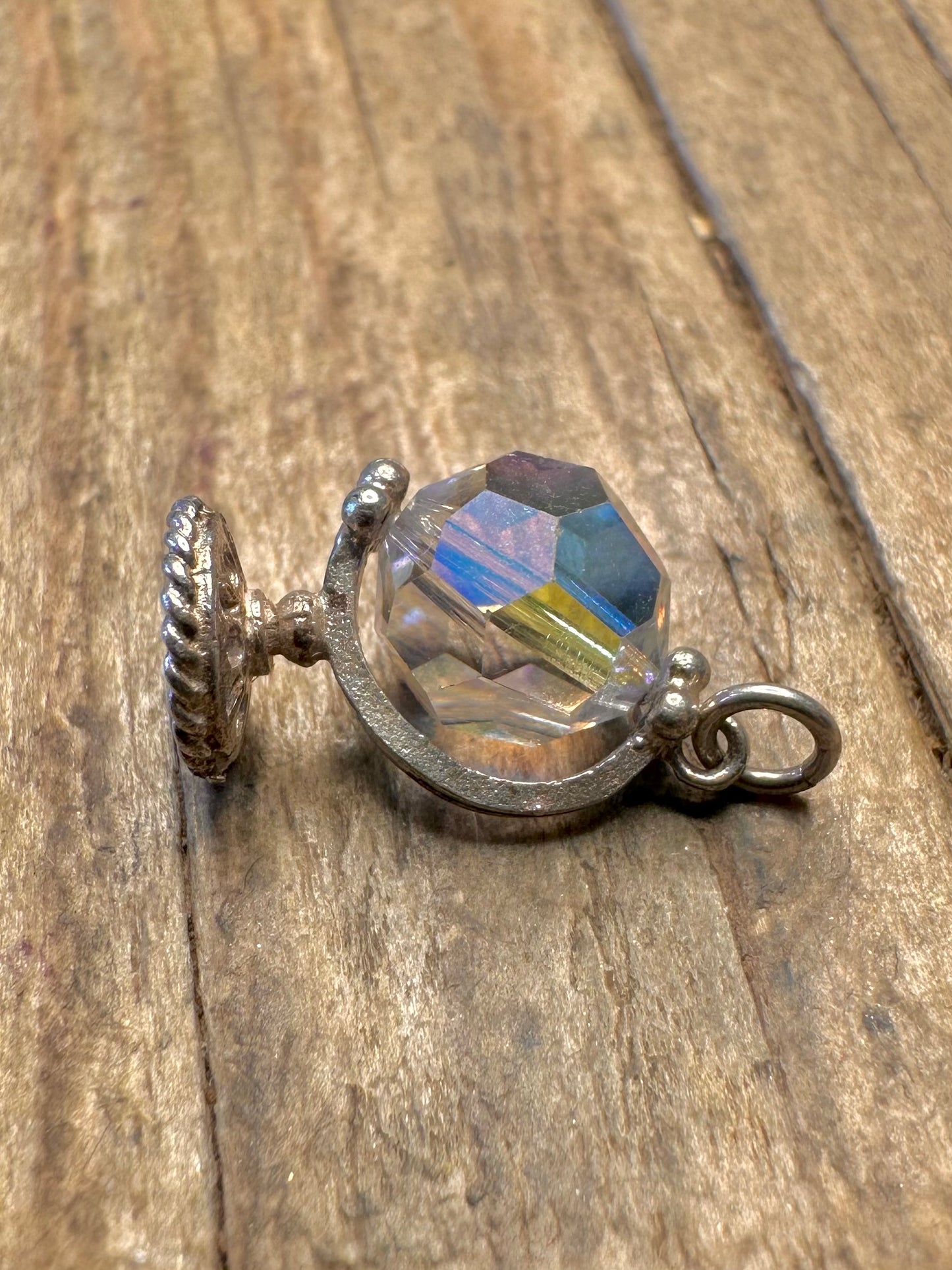 Kristallkugel Globus 925 Sterling Silber Charm-Anhänger