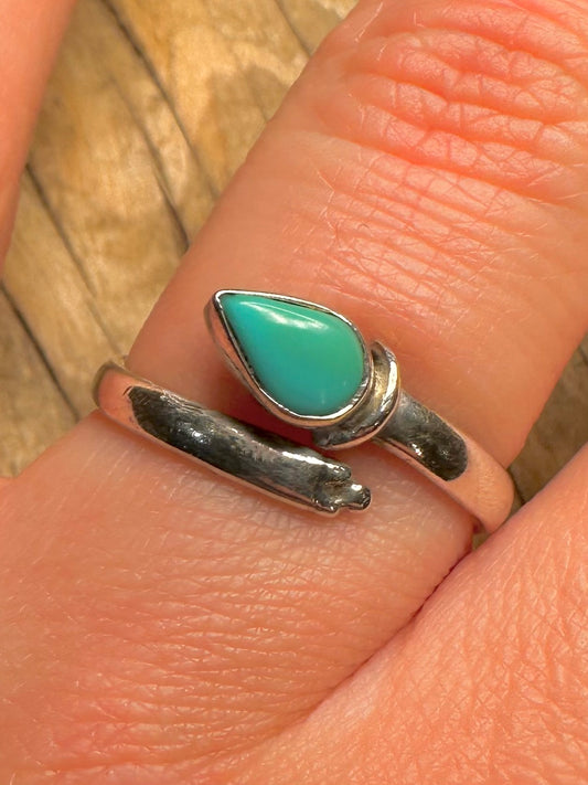 Abstract Turquoise Overlapping 925 Sterling Silver Size Q1/2 Ring