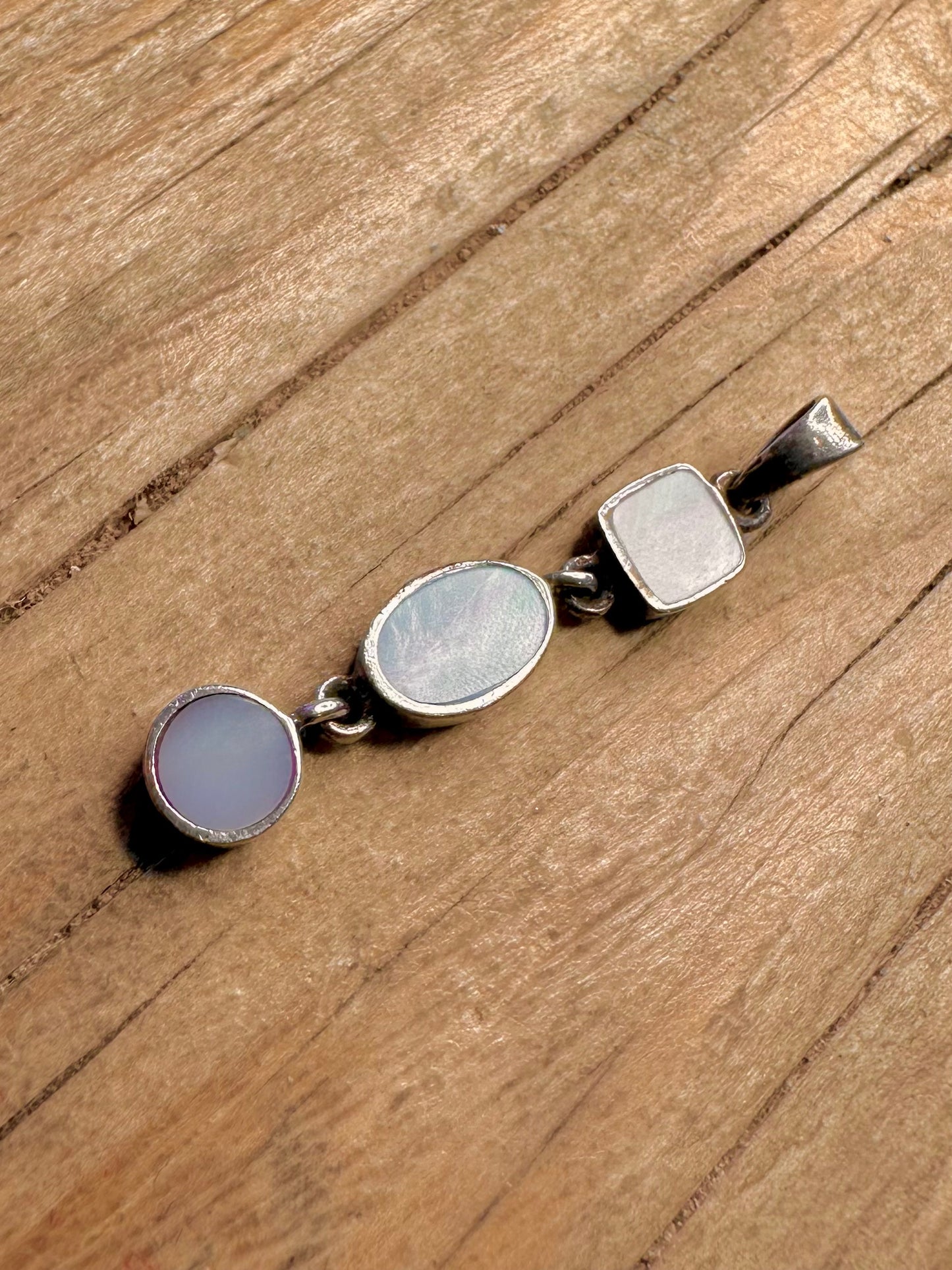 Modernist Mother of Pearl 925 Sterling Silver Pendant