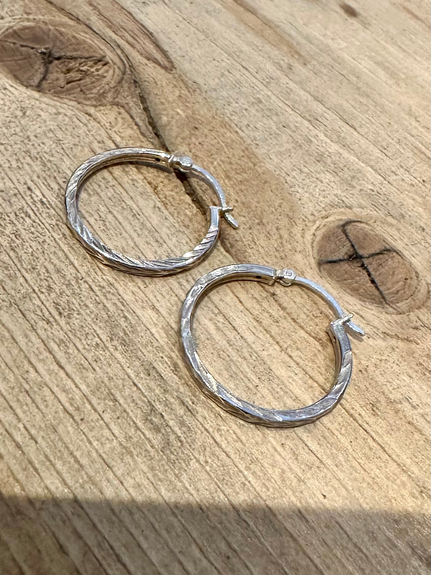 Vintage Engraved Hoops 925 Silver Earrings