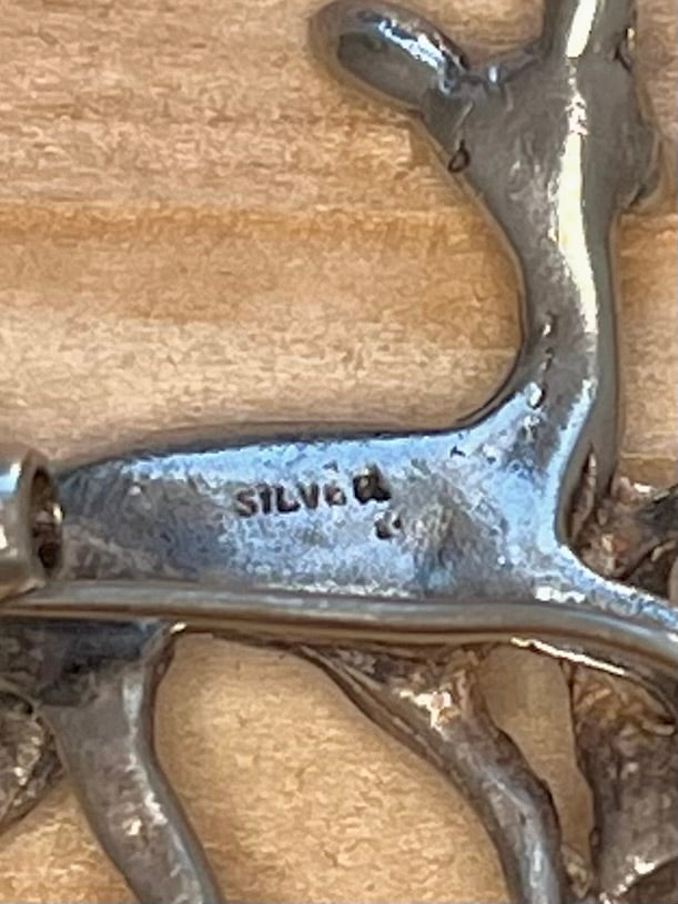 Deer and Faun Marcasite 925 Sterling Silver Brooch