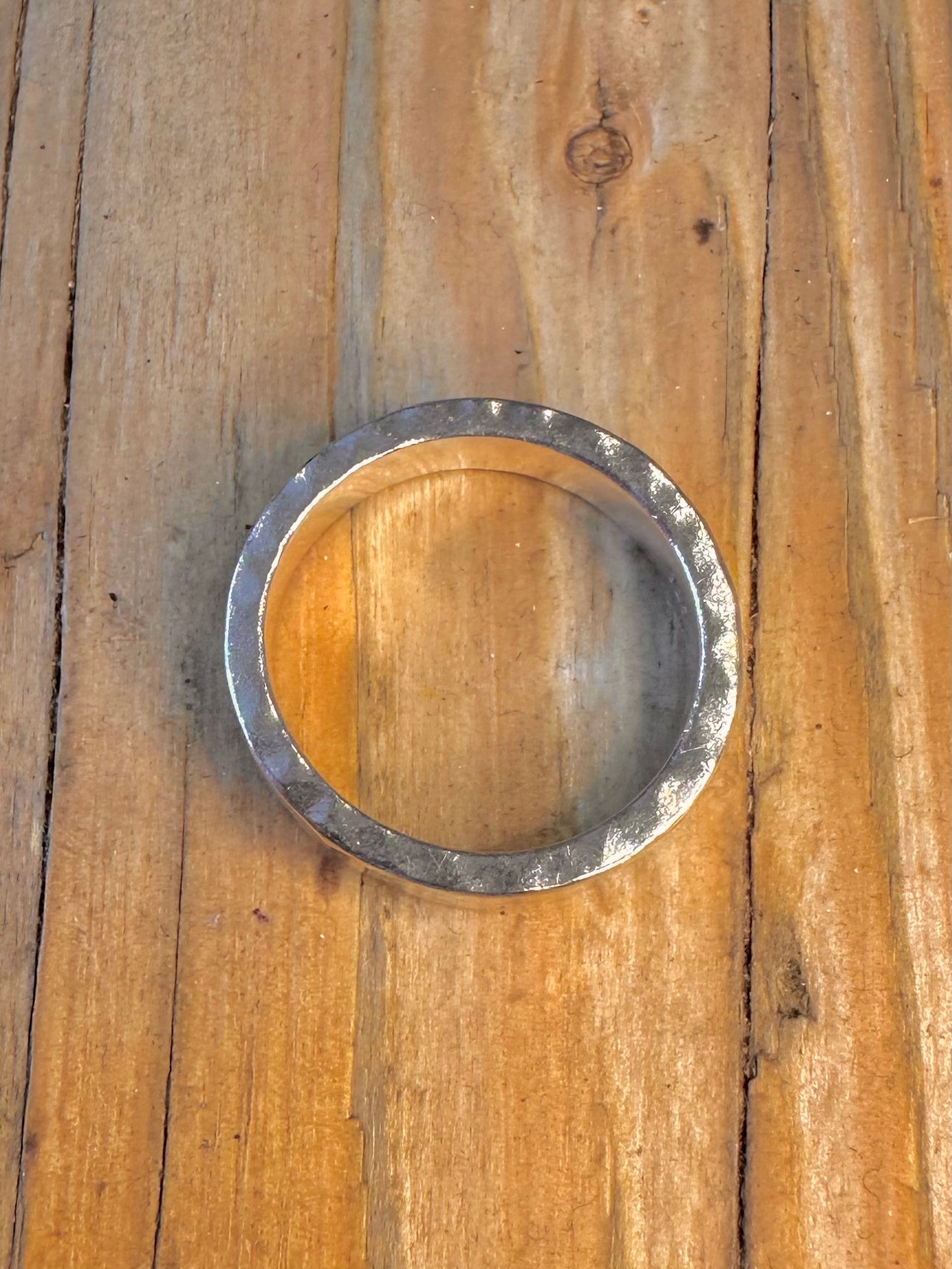 Hammered Band 925 Sterling Silver Size S Ring