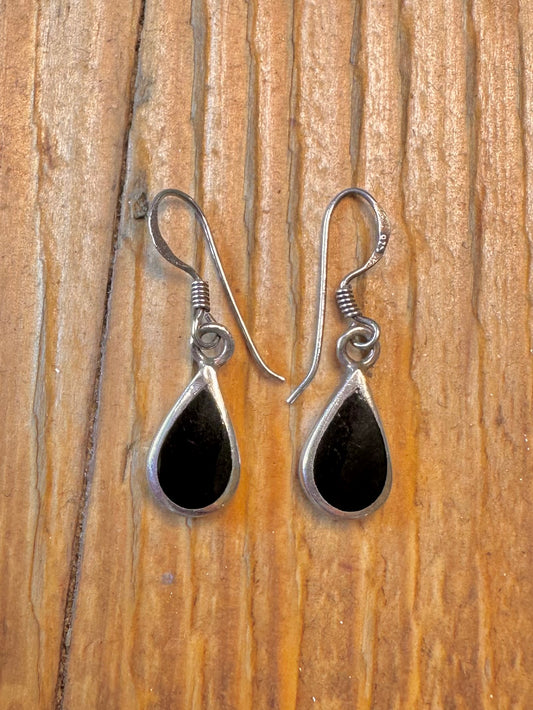 Black Onyx Dangle 925 Sterling Silver Earrings