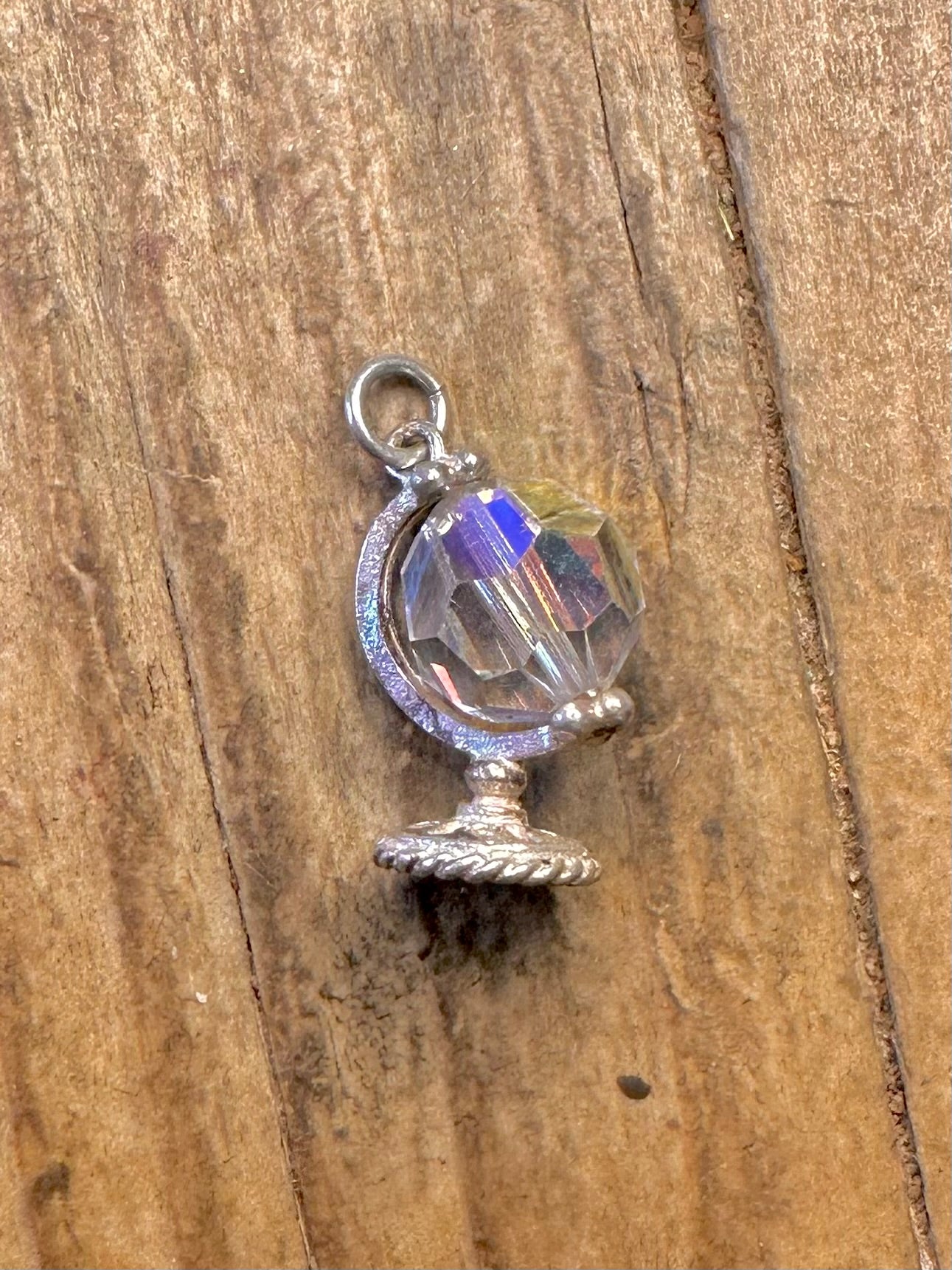 Kristallkugel Globus 925 Sterling Silber Charm-Anhänger