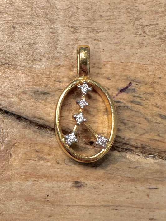 Modern Oval White CZ Gold on 925 Silver Pendant
