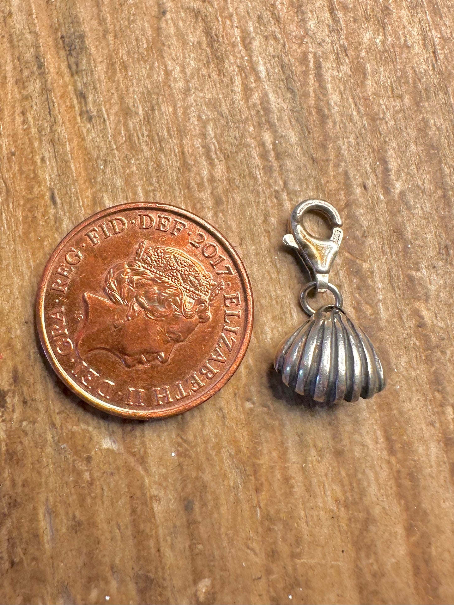 Amber Shell 925 Sterling Silver Clasp Pendant