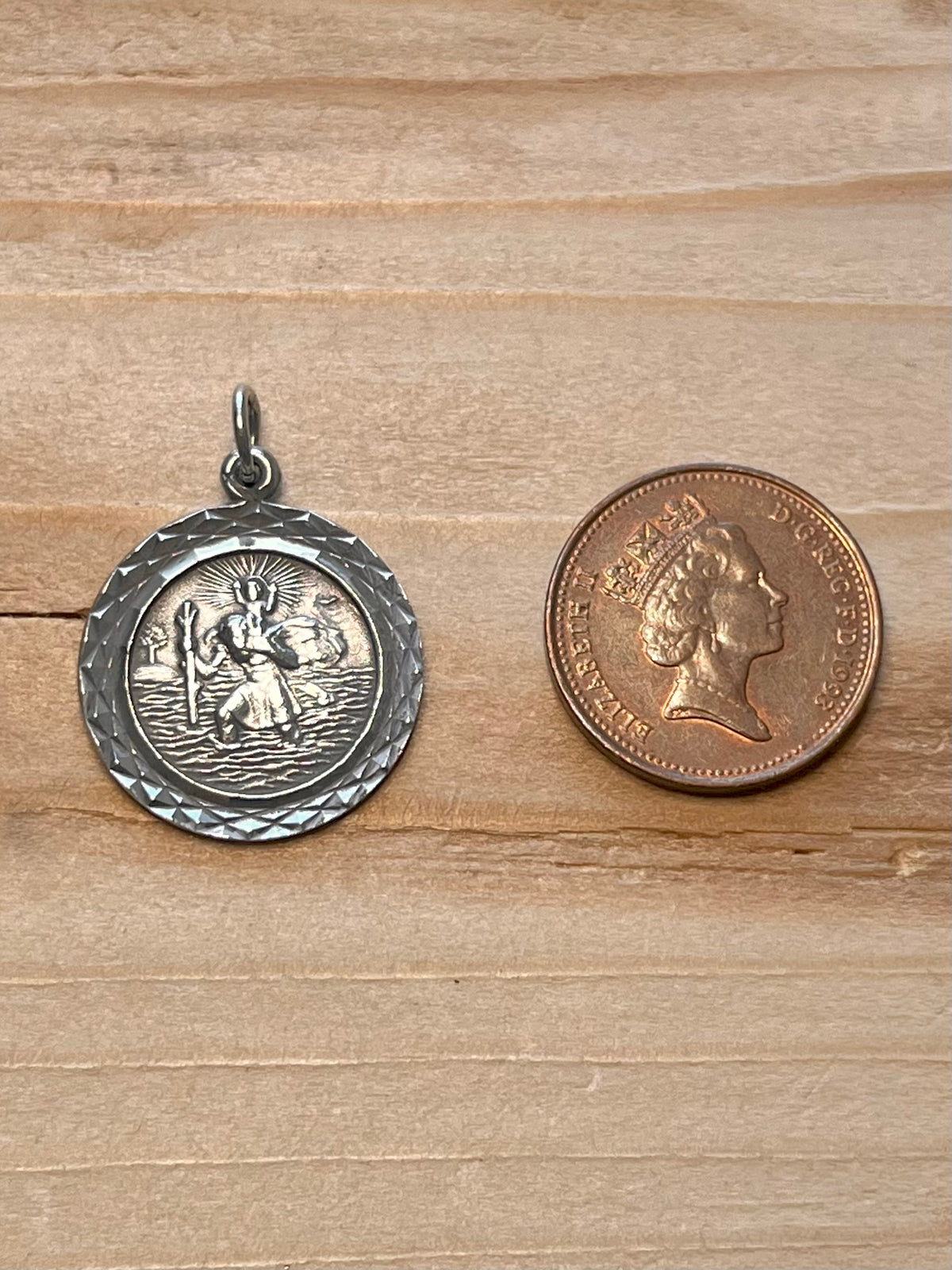 St Christopher Textured Border 925 Sterling Silver Pendant