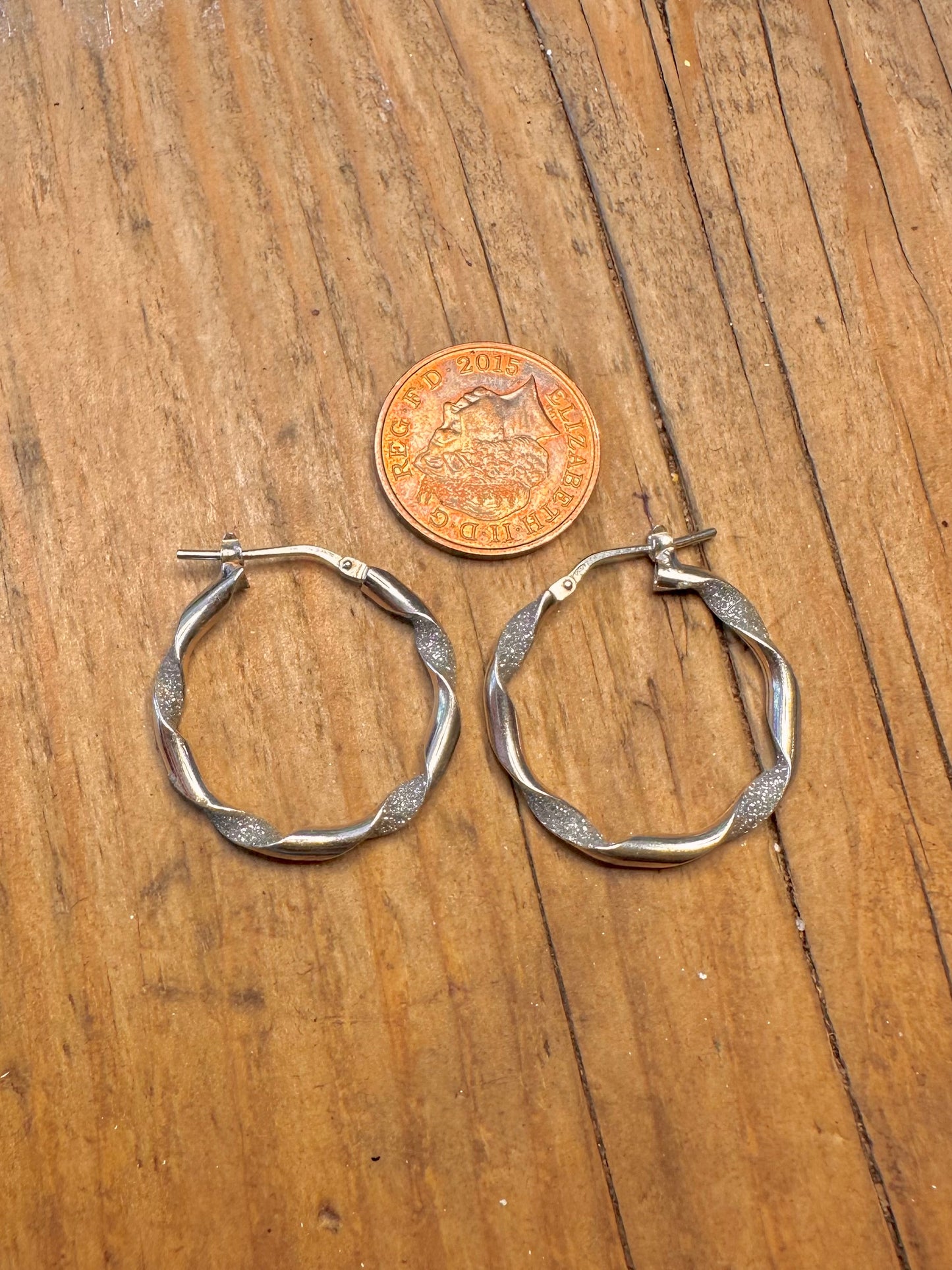 Twisted Textured Hoops 925 Sterling Silver Earrings
