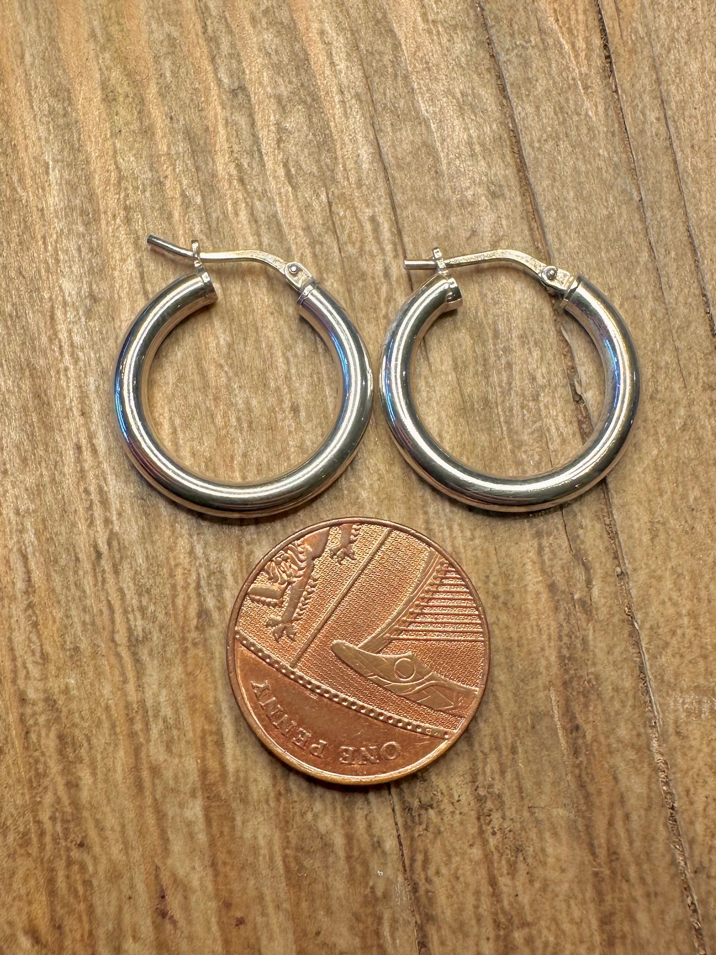 Vintage Chunky Hoops 925 Sterling Silver Earrings