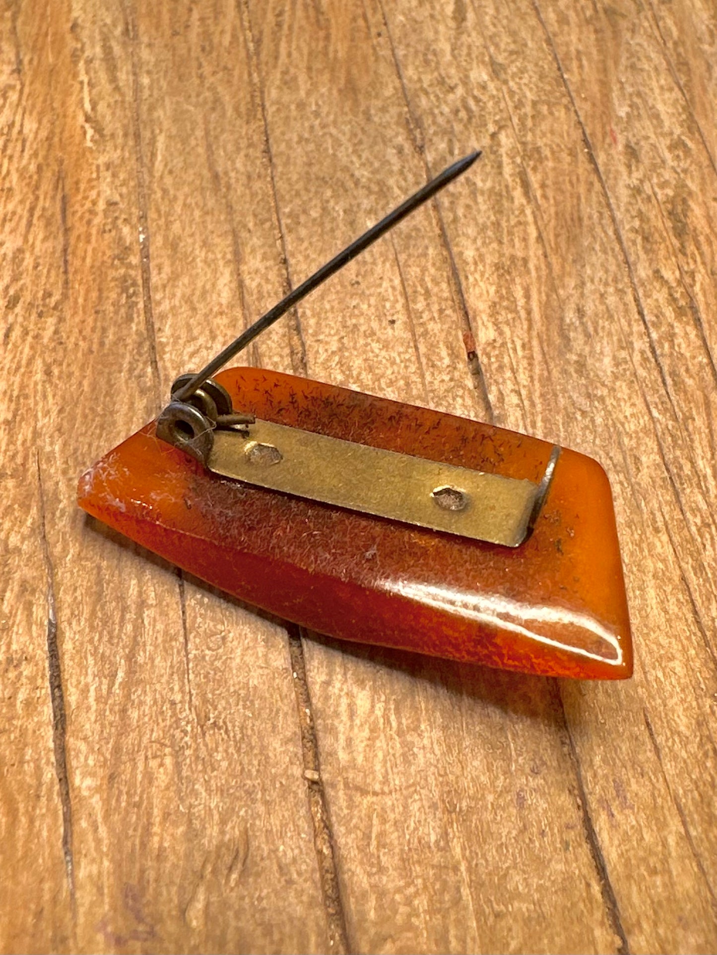 Vintage Amber Brass Brooch