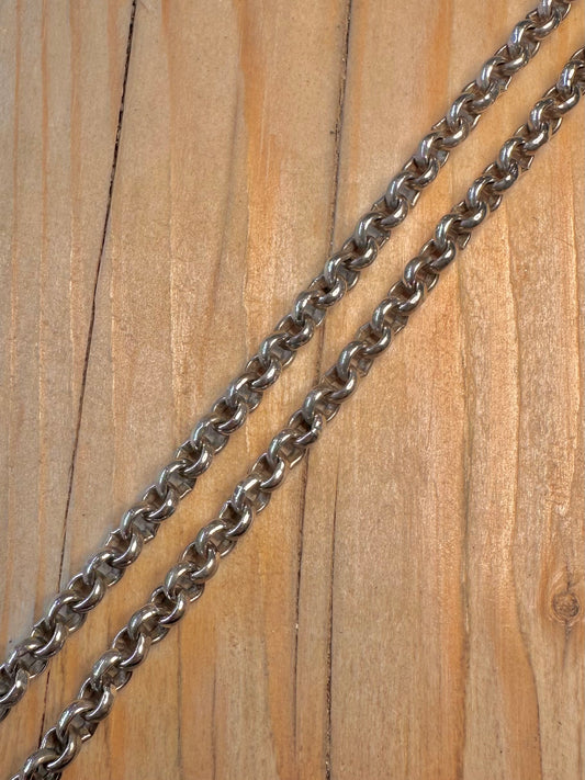 Vintage Heavy Belcher Chain 925 Sterling Silver 23.5 inch Necklace
