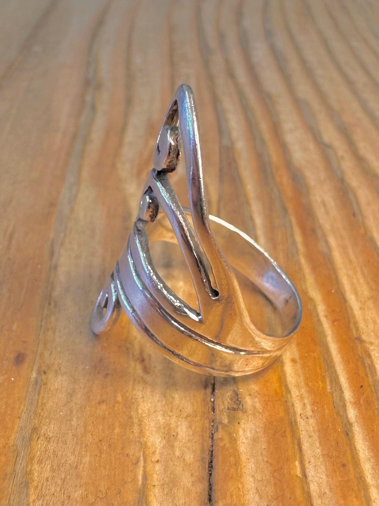 Boho Style Swirl 925 Sterling Silver Size N Ring