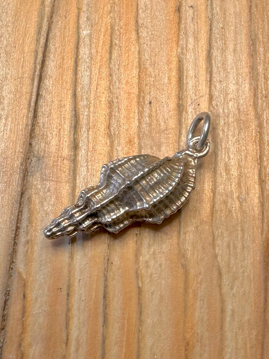 Vintage Textured Shell 925 Sterling Silver Charm Pendant