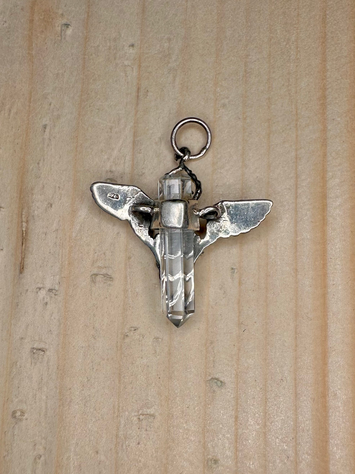 Winged Scarab Crystal 925 Sterling Silver Pendant