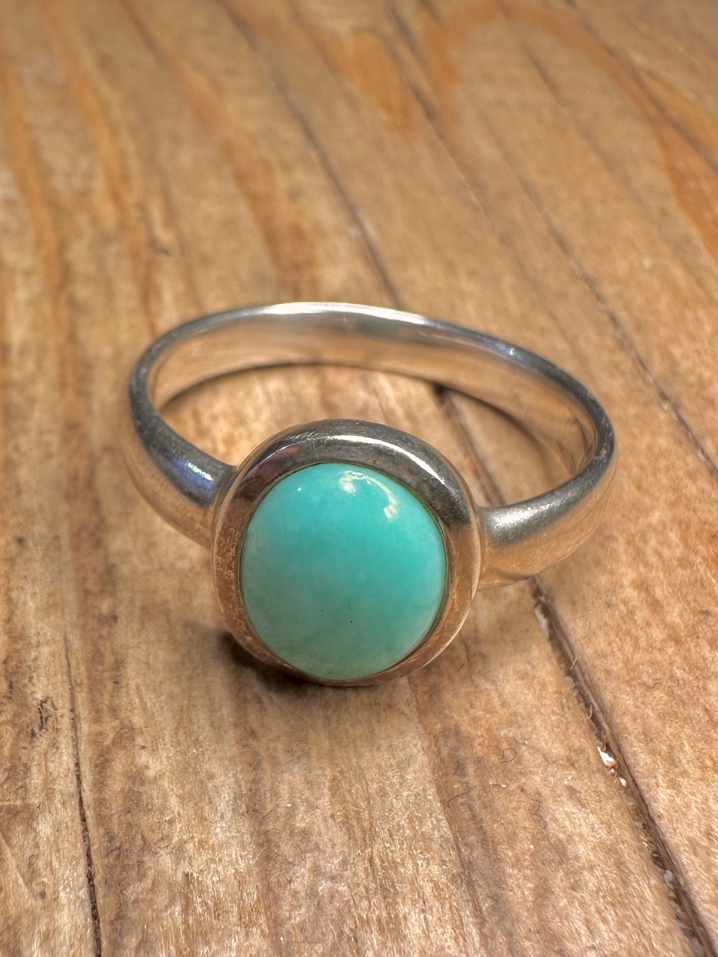 Vintage Turquoise Oval 925 Sterling Silver Size U1/2 Ring