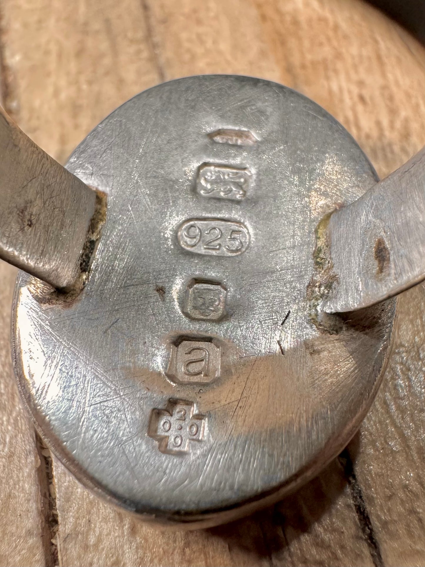 Vintage 2000 Lapis Oval 925 Sterling Silver Size S Ring
