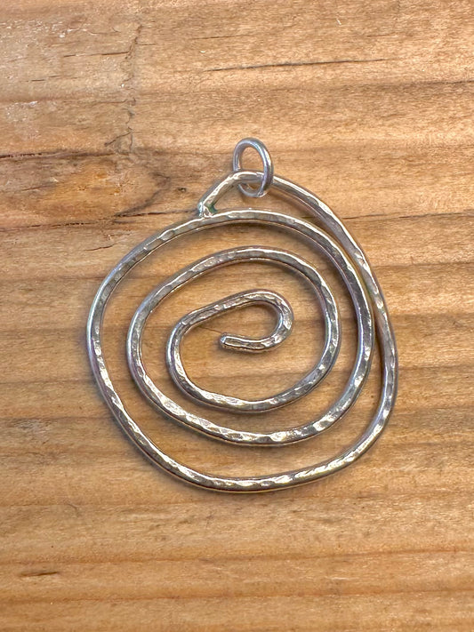 Swirl Hammered 925 Sterling Silver Pendant