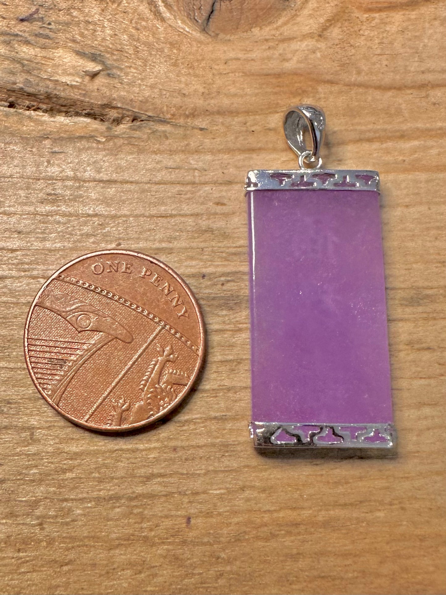 Modern Purple Jade Chinese 925 Silver Pendant