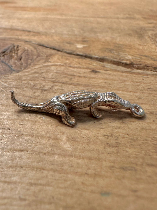 Vintage Articulated Crocodile 925 Silver Charm Pendant