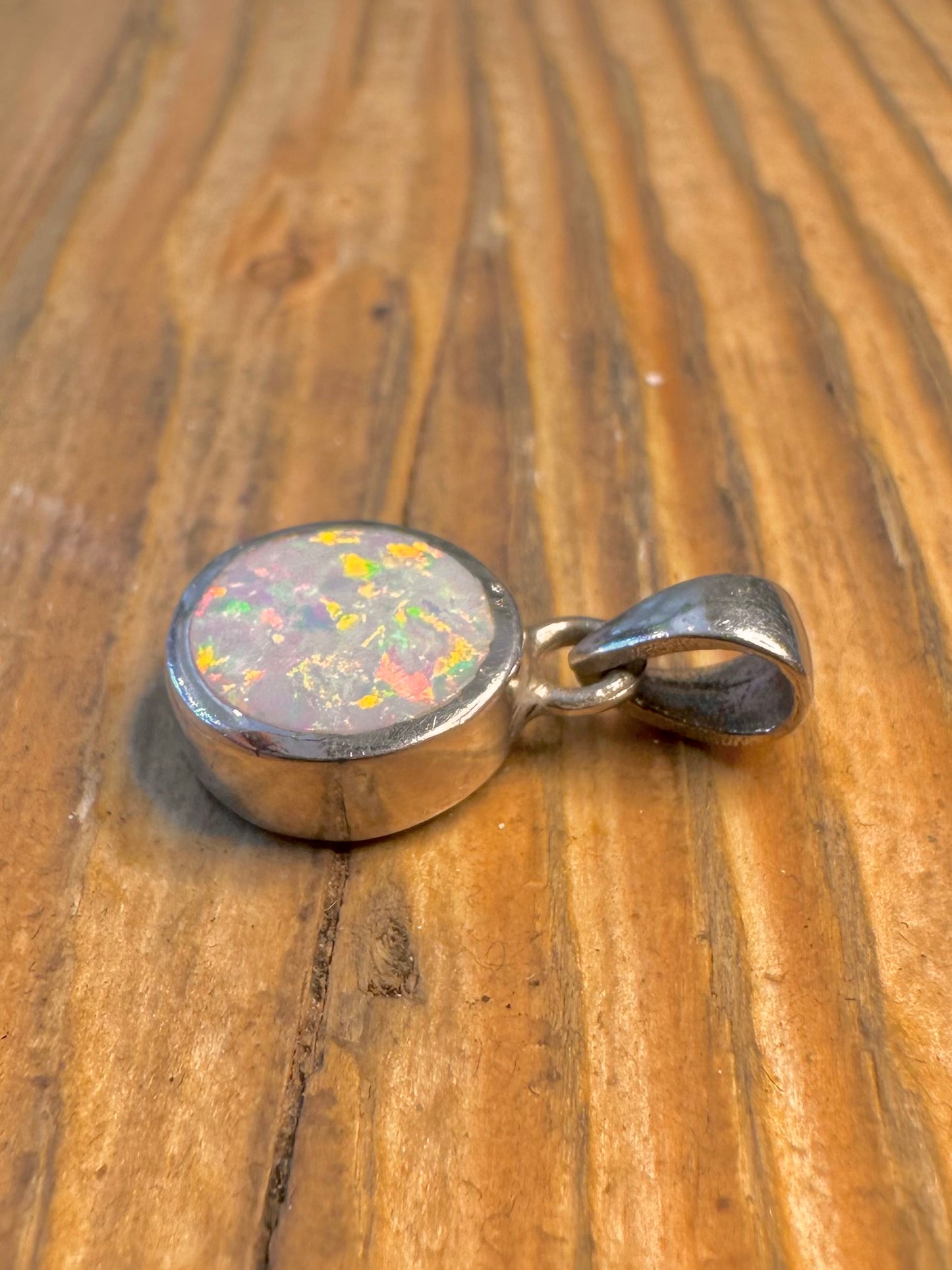 Opal Circle 925 Sterling Silver Pendant