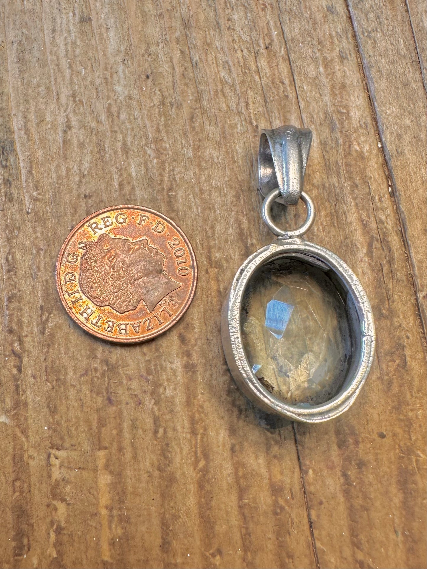 Blue Faceted Stone 925 Sterling Silver Pendant