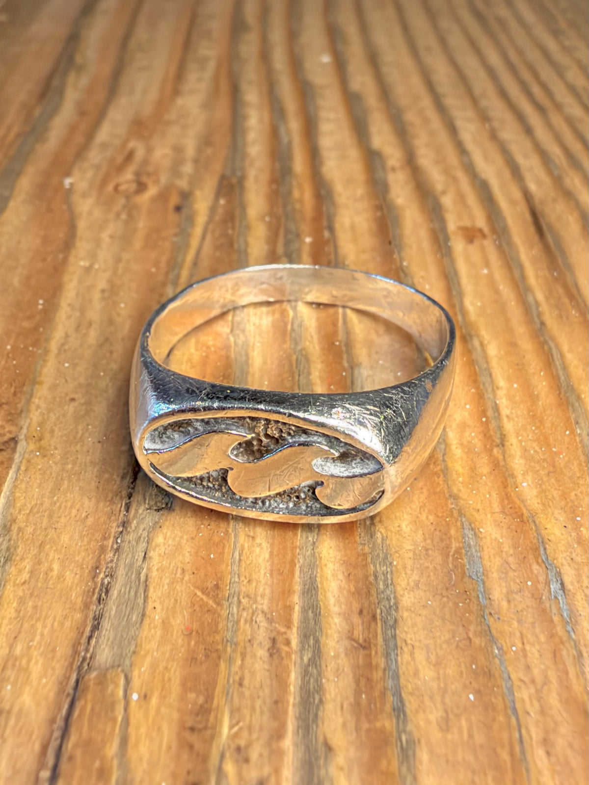 Wave Signet 925 Sterling Silver Size W Ring