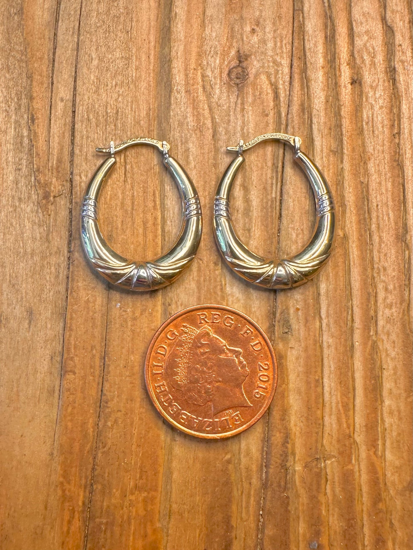 9ct Gold Bonded 925 Sterling Silver Hoops Earrings