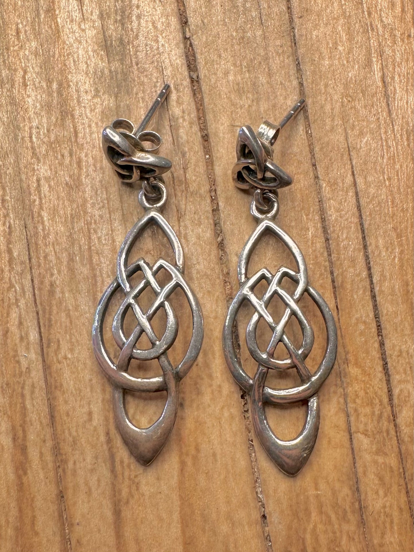 Vintage Celtic Dangle Maker PT 925 Sterling Silver Earrings