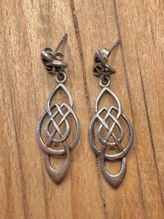 Vintage Celtic Dangle Maker PT 925 Sterling Silver Earrings