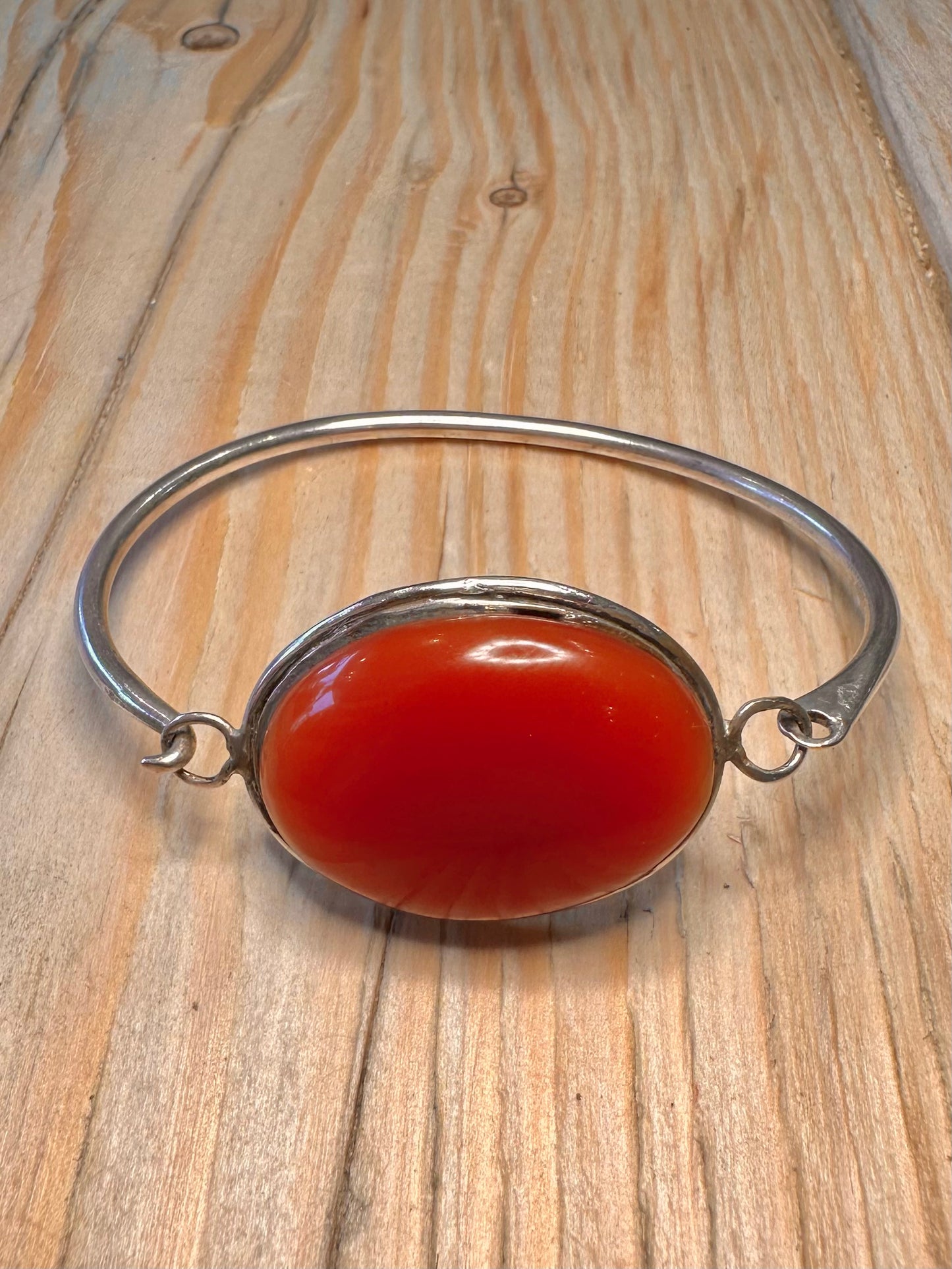 Vintage Carnelian 925 Silver Bangle