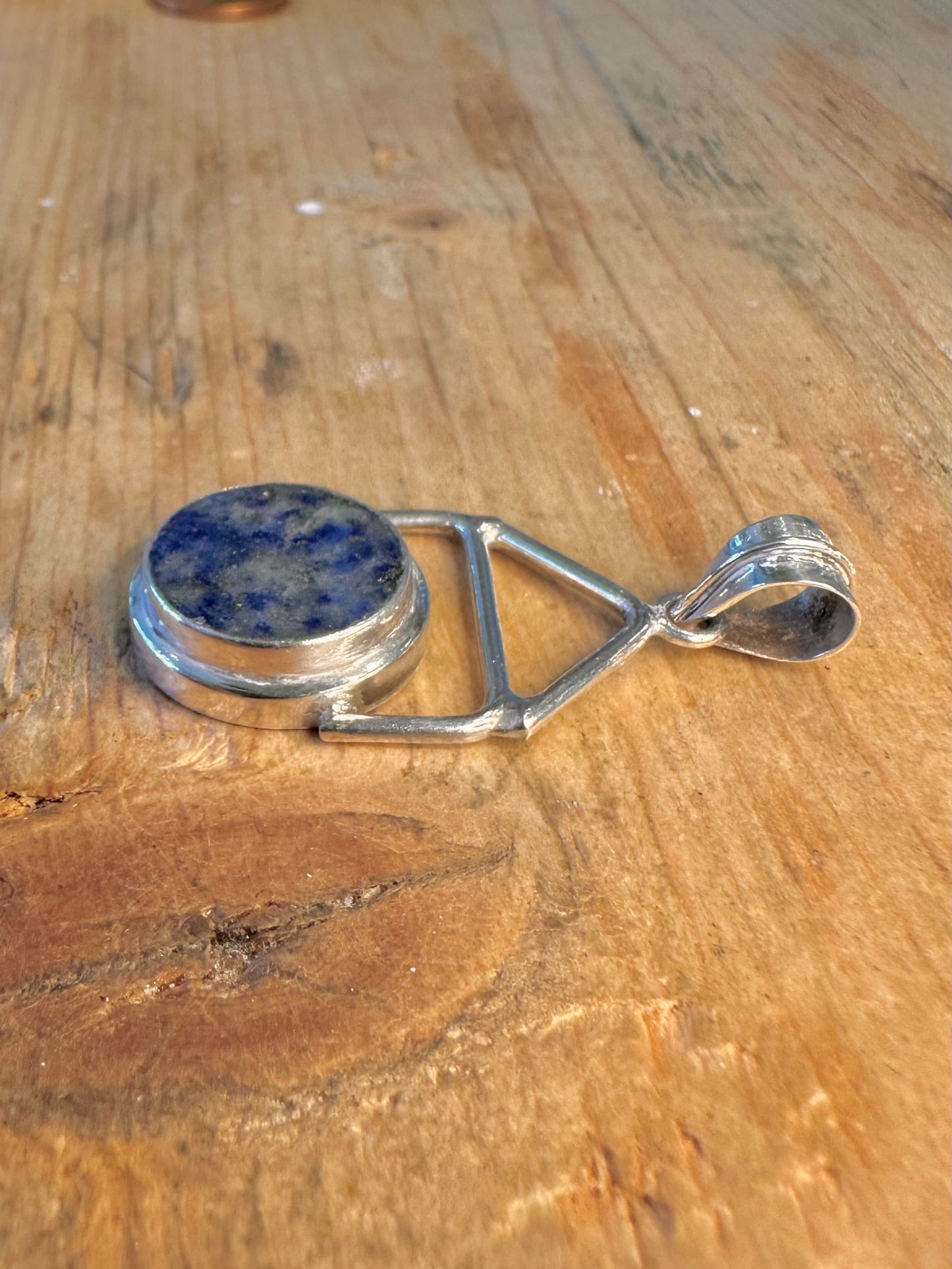 Geometric Shaped Lapis 925 Sterling Silver Pendant