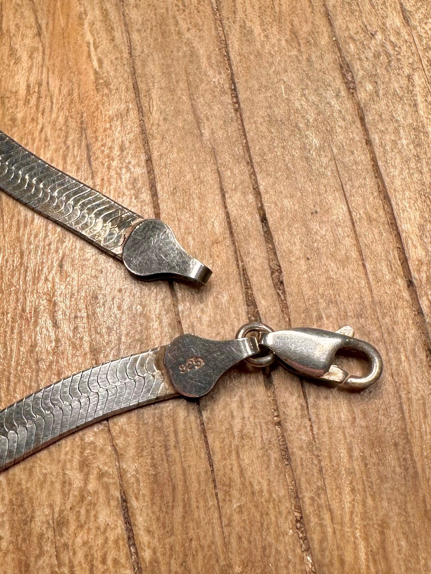 Vintage Herringbone Chain 925 Sterling Silver 7.8 inch Bracelet