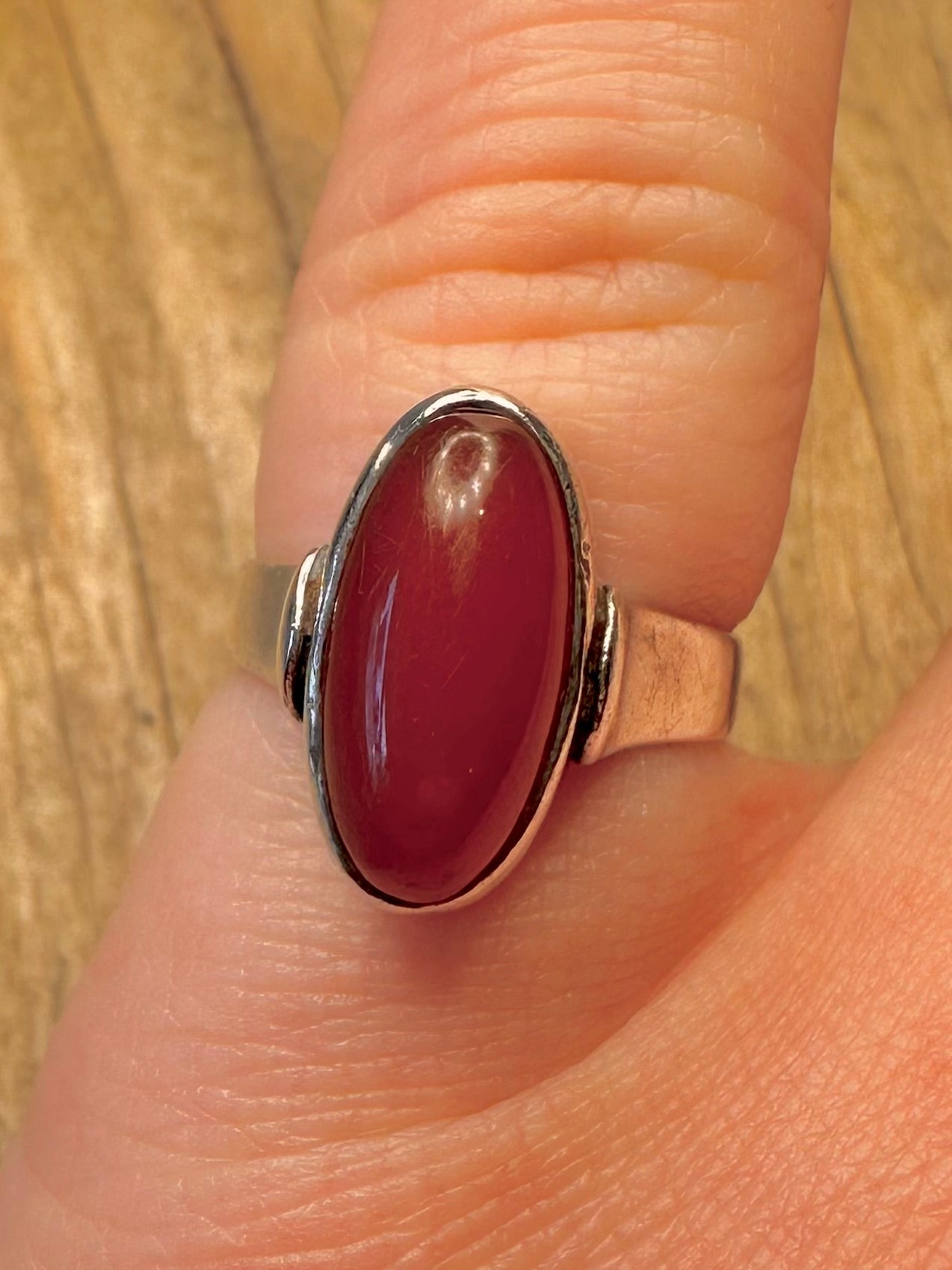 Vintage 1970 Carnelian 925 Sterling Silver Size K Ring